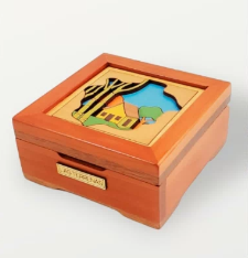 3D Wooden box |  Exquisite Cedar Wood Decorative Gift Box | High-Quality Finish | Perfect for Home and Office Decor | 10x10x5 cm | Elegant and Durable | Ideal for Keepsakes and Trinkets